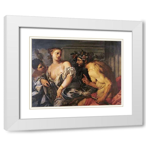 Hercules and Omphale White Modern Wood Framed Art Print with Double Matting by Zanchi, Antonio