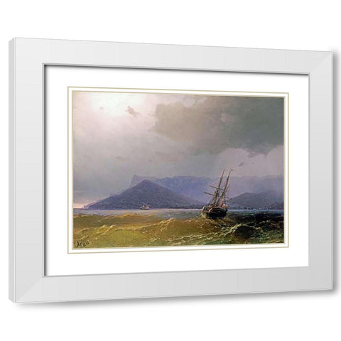Sailing Off The Crimean Coast White Modern Wood Framed Art Print with Double Matting by Aivasowsky, Ivan Konstantinovich