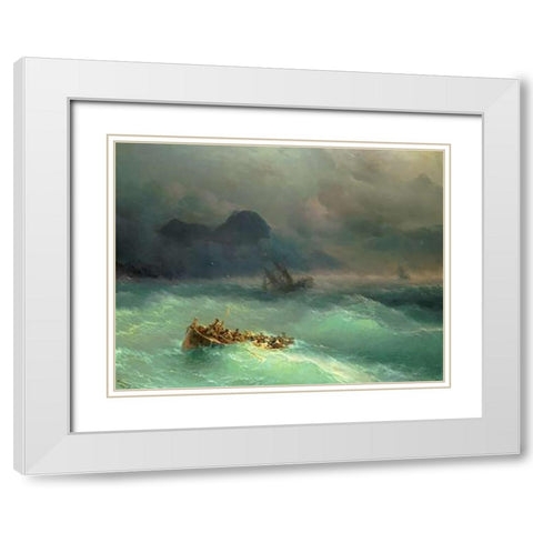 The Shipwreck White Modern Wood Framed Art Print with Double Matting by Aivasowsky, Ivan Konstantinovich