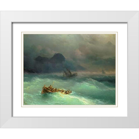 The Shipwreck White Modern Wood Framed Art Print with Double Matting by Aivasowsky, Ivan Konstantinovich