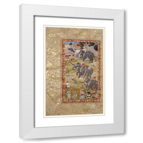 A Hunting Party White Modern Wood Framed Art Print with Double Matting by Akbarnameh, Chester Beatty