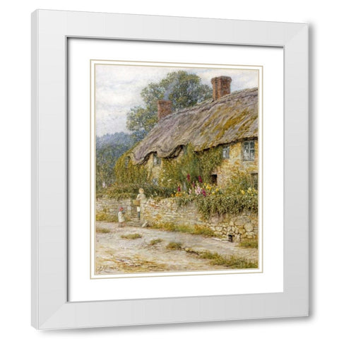 Cottage Near Wells, Somerset White Modern Wood Framed Art Print with Double Matting by Allingham, Helen