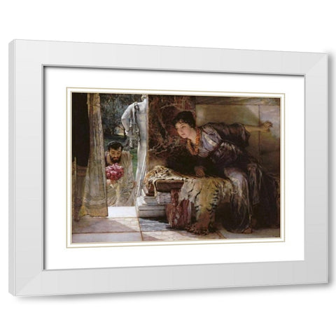 Welcome Footsteps - Well-Known Footsteps White Modern Wood Framed Art Print with Double Matting by Alma-Tadema, Sir Lawrence