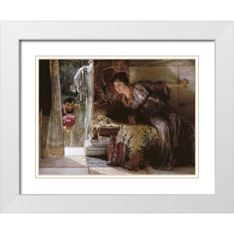 Welcome Footsteps - Well-Known Footsteps White Modern Wood Framed Art Print with Double Matting by Alma-Tadema, Sir Lawrence