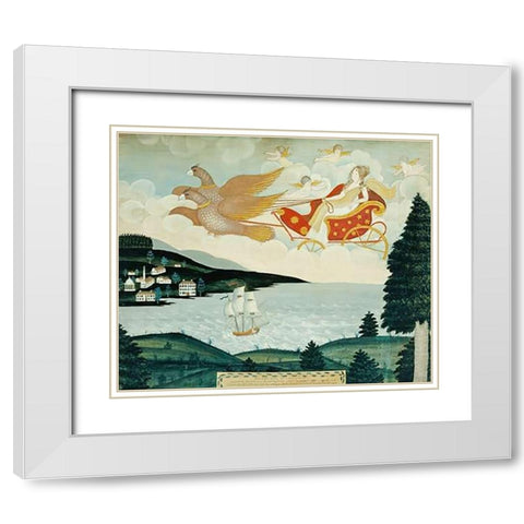 Aurora White Modern Wood Framed Art Print with Double Matting by American School