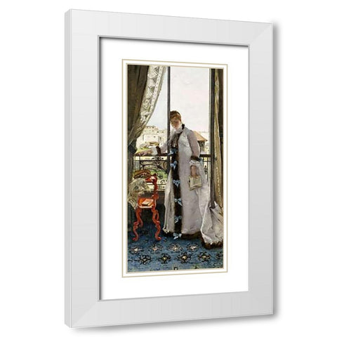 A Reflective Moment White Modern Wood Framed Art Print with Double Matting by Duez, Ernest Ange