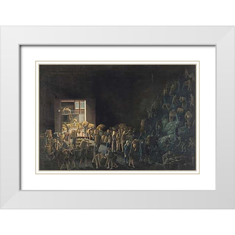 Tea Manufacture in the First Process White Modern Wood Framed Art Print with Double Matting by Anglo-Chinese School