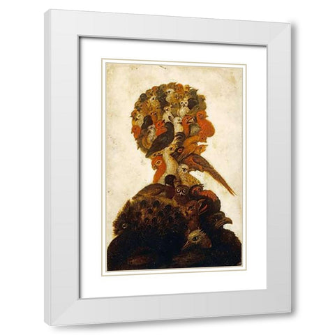 The Four Elements - Air White Modern Wood Framed Art Print with Double Matting by Arcimboldo, Giuseppe