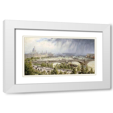 St Pauls From Waterloo Bridge White Modern Wood Framed Art Print with Double Matting by Ballin, Auguste