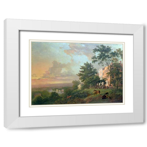 A View From The Terrace, Richmond Hill White Modern Wood Framed Art Print with Double Matting by Barrett, George
