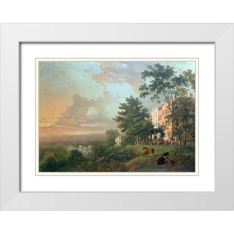 A View From The Terrace, Richmond Hill White Modern Wood Framed Art Print with Double Matting by Barrett, George