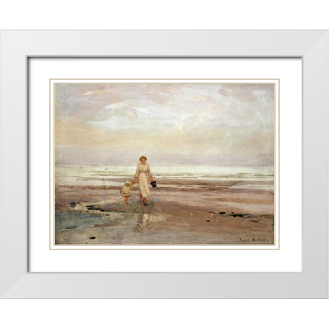 Paddling White Modern Wood Framed Art Print with Double Matting by Bartom, Rose Maynard