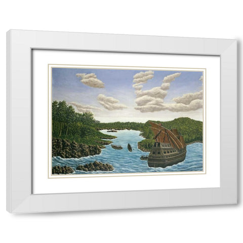 Santa Maria White Modern Wood Framed Art Print with Double Matting by Bauchant, Andre