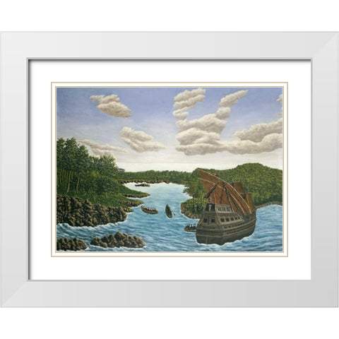 Santa Maria White Modern Wood Framed Art Print with Double Matting by Bauchant, Andre