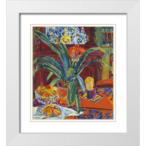 Still Life With a Pot Plant White Modern Wood Framed Art Print with Double Matting by Bauknecht, Philipp