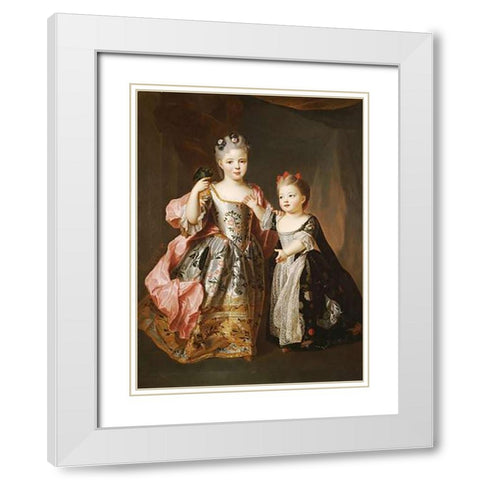 Portrait of Two Young Girls White Modern Wood Framed Art Print with Double Matting by Belle, Alexis-Simon