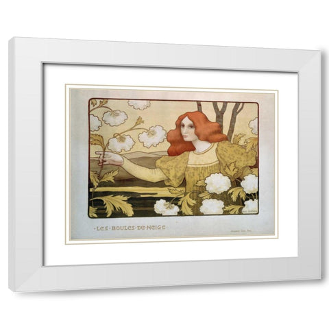Les Boules De Neige White Modern Wood Framed Art Print with Double Matting by Berthon, Paul