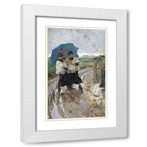 The Return From The Festival White Modern Wood Framed Art Print with Double Matting by Bianchi, Mose