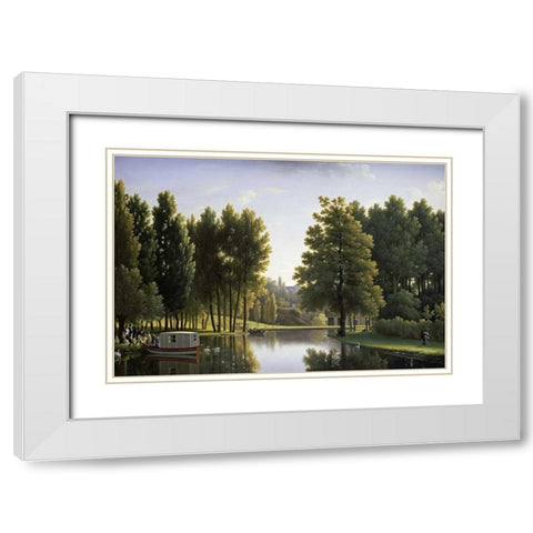 Le Parc De Mortefontaine White Modern Wood Framed Art Print with Double Matting by Bidauld, Jean-Joseph-Xavier