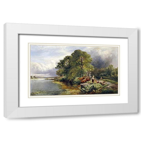 On The Thames White Modern Wood Framed Art Print with Double Matting by Boddington, Henry John