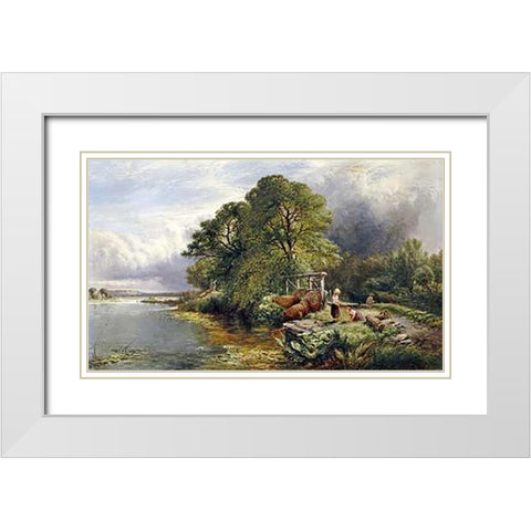 On The Thames White Modern Wood Framed Art Print with Double Matting by Boddington, Henry John