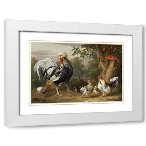 Poultry and Other Birds In The Garden of a Mansion White Modern Wood Framed Art Print with Double Matting by Bogdany, Jacob