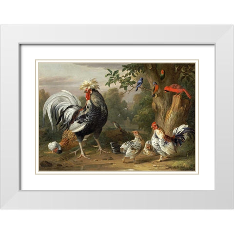 Poultry and Other Birds In The Garden of a Mansion White Modern Wood Framed Art Print with Double Matting by Bogdany, Jacob