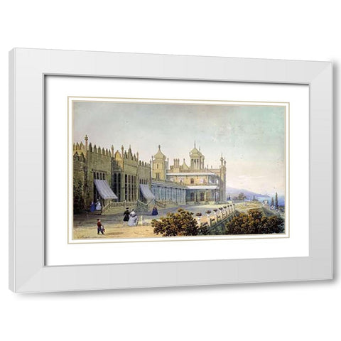 Vorontsov Palace at Alupka, Yalta, Crimea White Modern Wood Framed Art Print with Double Matting by Bossoli, Carlo