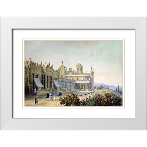 Vorontsov Palace at Alupka, Yalta, Crimea White Modern Wood Framed Art Print with Double Matting by Bossoli, Carlo