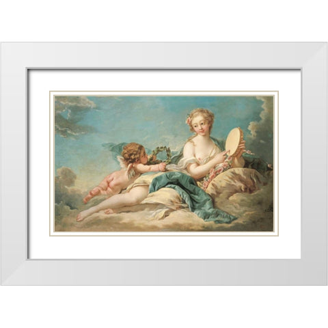Clio, The Muse of History and Song White Modern Wood Framed Art Print with Double Matting by Boucher, Francois