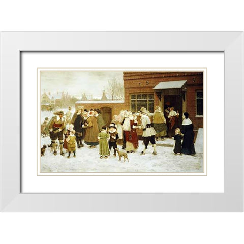 New Years Day, New Amsterdam White Modern Wood Framed Art Print with Double Matting by Boughton, George Henry