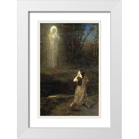 The Vision at The Martyrs Well White Modern Wood Framed Art Print with Double Matting by Boughton, George Henry