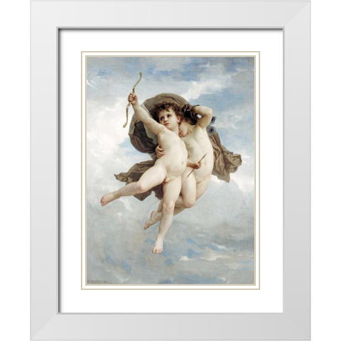 LAmour Vainqueur White Modern Wood Framed Art Print with Double Matting by Bouguereau, William-Adolphe