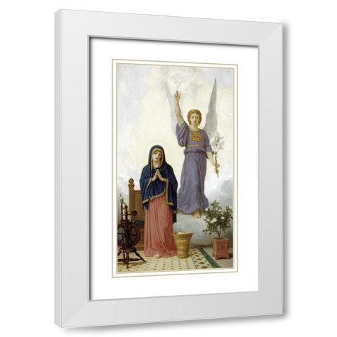 The Annunciation White Modern Wood Framed Art Print with Double Matting by Bouguereau, William-Adolphe