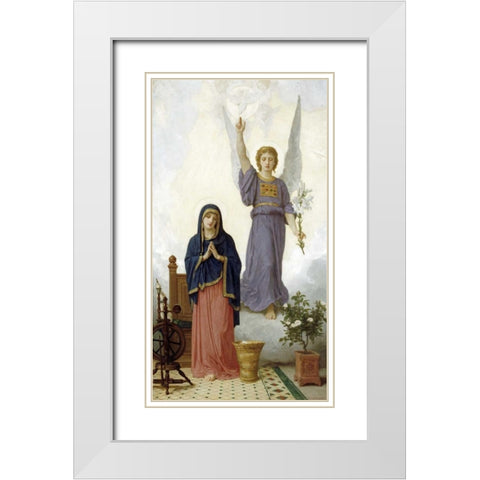 The Annunciation White Modern Wood Framed Art Print with Double Matting by Bouguereau, William-Adolphe