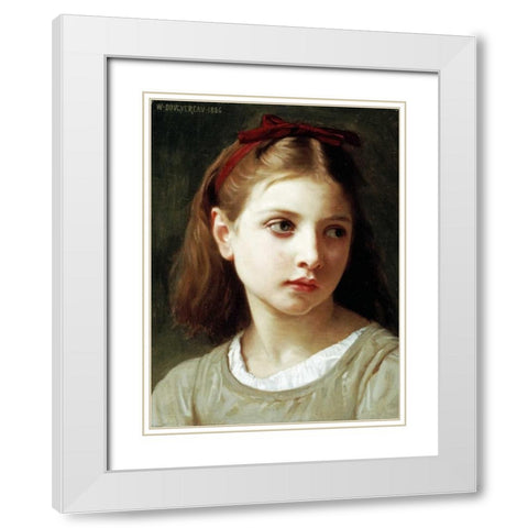 Une Petite Fille White Modern Wood Framed Art Print with Double Matting by Bouguereau, William-Adolphe