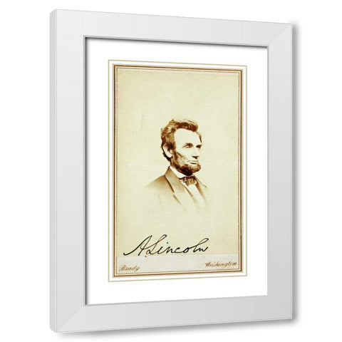 Abraham Lincoln, 1864 White Modern Wood Framed Art Print with Double Matting by Brady, Mathew B.