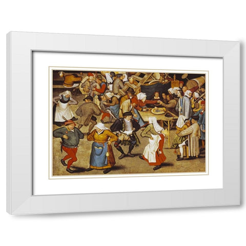 The Indoor Wedding Dance White Modern Wood Framed Art Print with Double Matting by Bruegel, Pieter the Elder