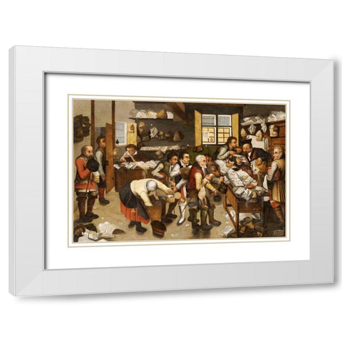 The Payment of Tithes White Modern Wood Framed Art Print with Double Matting by Bruegel, Pieter the Elder