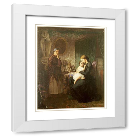Motherly Love White Modern Wood Framed Art Print with Double Matting by Bubkovskii, G.