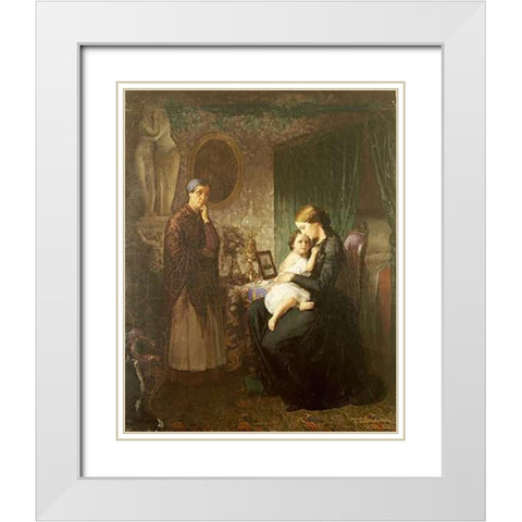 Motherly Love White Modern Wood Framed Art Print with Double Matting by Bubkovskii, G.