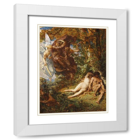 Expulsion From Paradise White Modern Wood Framed Art Print with Double Matting by Cabanel, Alexandre