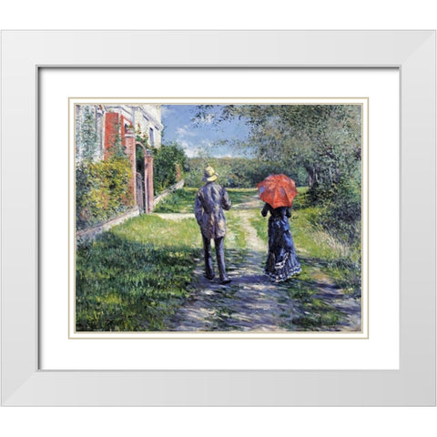 The Path Uphill White Modern Wood Framed Art Print with Double Matting by Caillebotte, Gustave