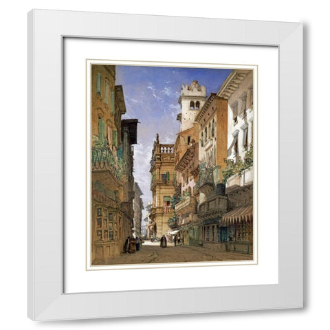 Verona White Modern Wood Framed Art Print with Double Matting by Callow, William