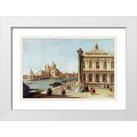 Entrance To Grand Canal, Venice White Modern Wood Framed Art Print with Double Matting by Canal, Giovanni Antonio