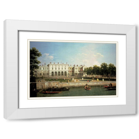 Old Somerset House From The River Thames, London White Modern Wood Framed Art Print with Double Matting by Canal, Giovanni Antonio