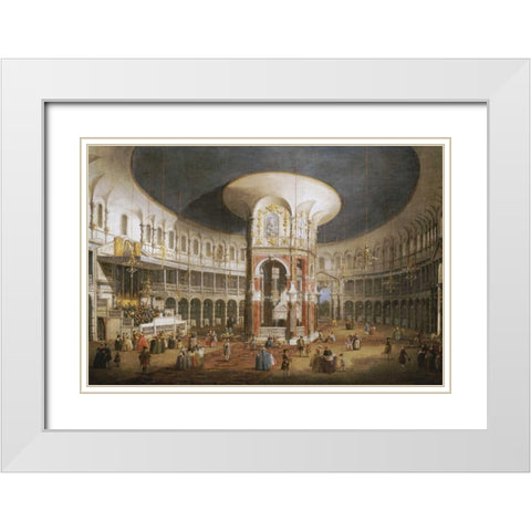 The Interior of The Rotunda, Ranelagh White Modern Wood Framed Art Print with Double Matting by Canal, Giovanni Antonio