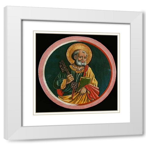 Saint Peter White Modern Wood Framed Art Print with Double Matting by Caporali, Bartolomeo