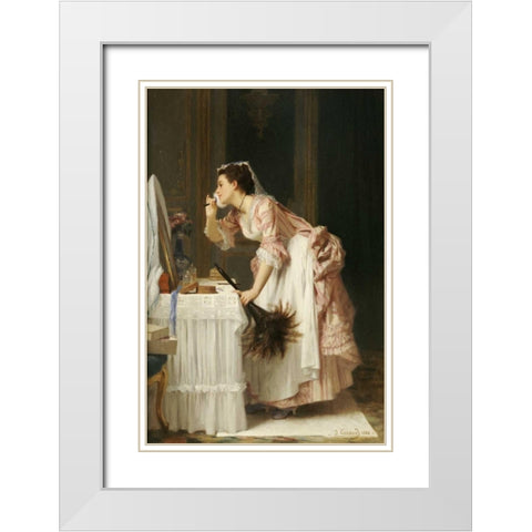 The Chamber Maid White Modern Wood Framed Art Print with Double Matting by Caraud, Joseph