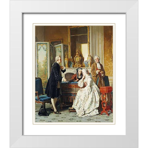The Suitor White Modern Wood Framed Art Print with Double Matting by Carolus, Jean